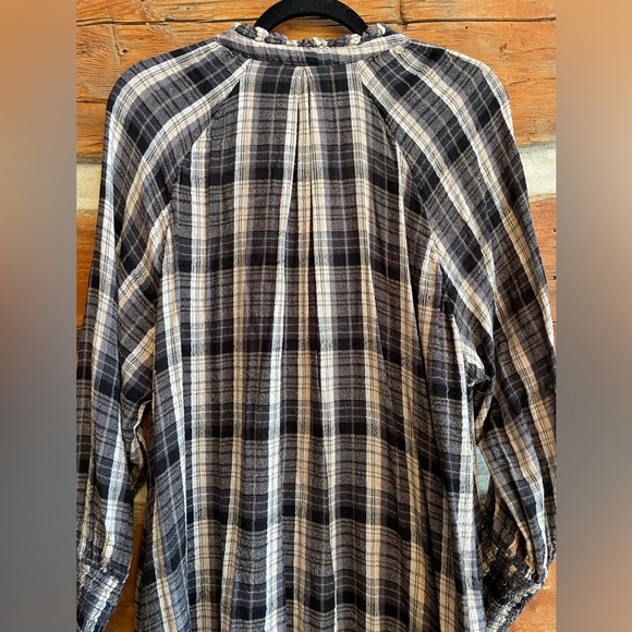 Free People | Red Moon Oversized Pleated plaid Dress with Pockets xs-med - Picture 5 of 10